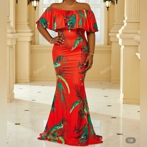 Tropical Red Maxi Dress